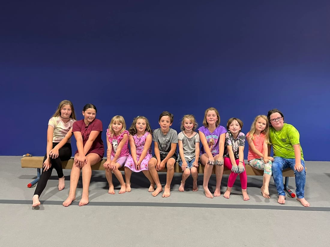 Middle and high school tumbling athletes at The Flip Zone